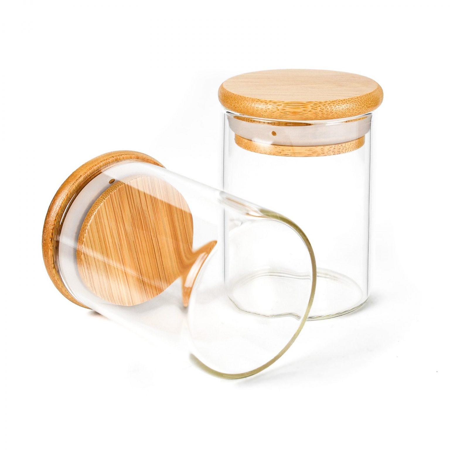 Clear Glass Empty Glass Test Tube With Cork Tops Tube Food Storage Coffee Bean Dry Flower Pill Glass Bottle With Bamboo Lid