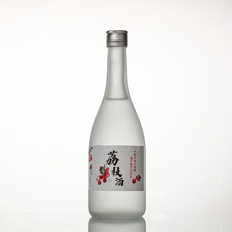 Wholesale Custom 50ml 375ml 500ml 750ml Long Neck Empty Glass Bottles for Beverages Alcohol Spirit Wine Clear Frosting Liquor