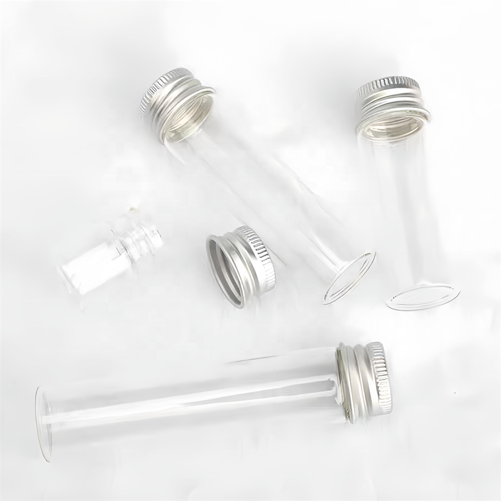 Borosilicate Clear Test Tube Glass Bottle 30ml Cheap Glass Test Clear Tube With Screw Caps Bottle With Aluminum Cap Packaging