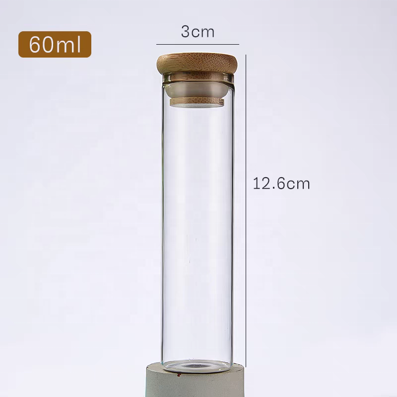 Flat Bottom Glass Vial Bottle Container Sample test Tube 30mm With Bamboo Lid Cork