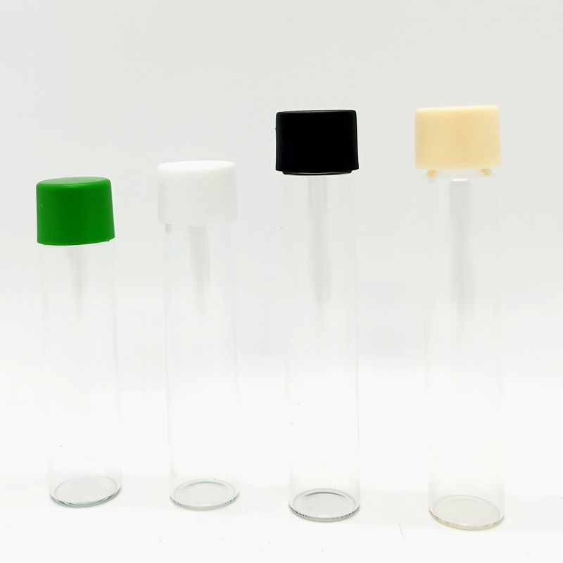 Custom 110mm 120mm High Borosilicate Child Resistant Glass P Re-Roll Test Tubes With Airtight Smell Proof Cap