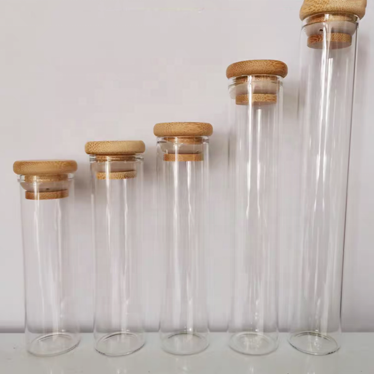 30 Mm Mini High Borosilicate Glass Jar With Bamboo Lids Small Capacity Tea Glass Pot Cordyceps Sinensis Bottle