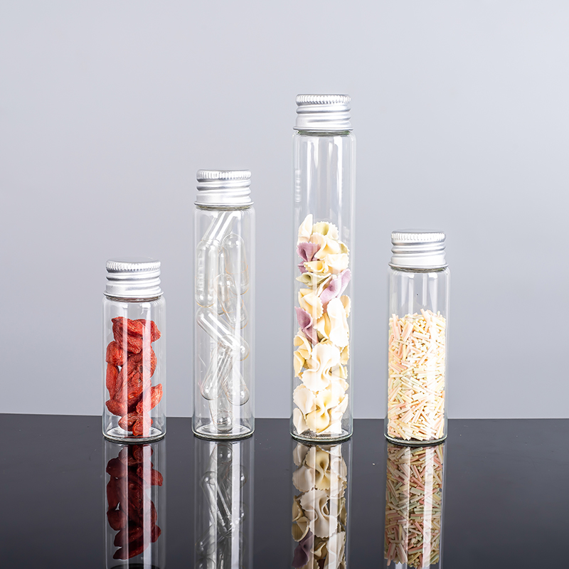 5ml -100ml Glass Test Tube Bottles Tiny Clear Glass Wishing Bottles Transparent Glass Jar With Aluminum Cap