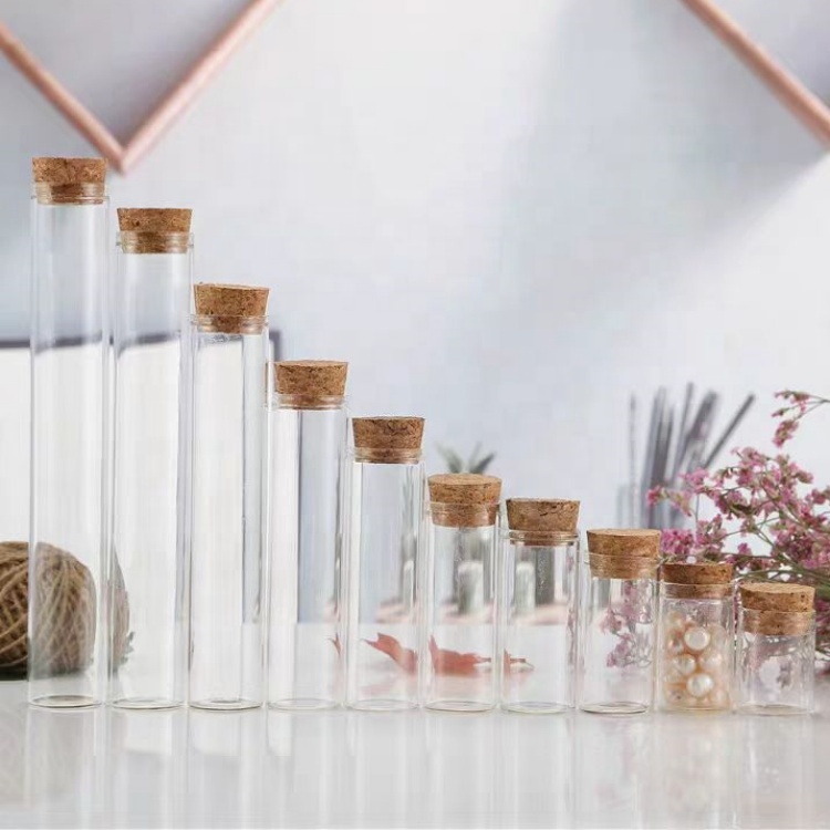 Wholesale Clear Transparent Glass Test Tubes With Bamboo Cap for Product Packaging