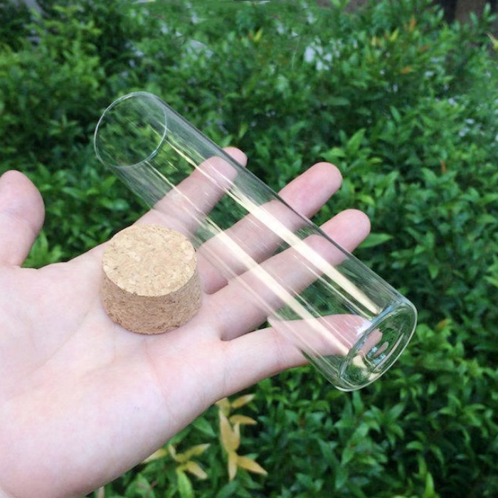 Transparent Borosilicate 37mm Glass Test Tube Bottle Cork Round Straight Cylinder Bottle Scented Tea Powder Bottle in Stock