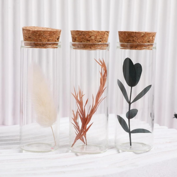 30x80mm Clear BorosilicateTest Tube With Cork Stopper for Fluids Container Small Glass Test Tubes for Candy Dried Flowers Tube