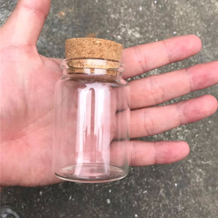 In Stock Customize Diameter 47mm 80ml Diy Cosmetic Bath Salt Tube Glass Jar/bottle With Cork or Bamboo Lids