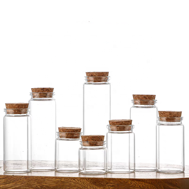 Wholesale Mini Wishing Bottle 15ml 20ml 25ml 30ml 40ml 50ml 60ml Glass Tubes clear Glass Match Storage Jar With Cork Stopper