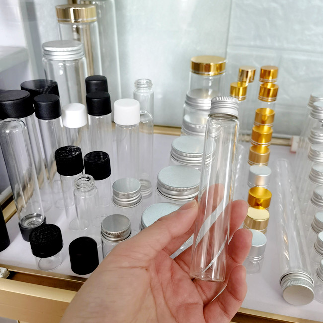Mini Glass Tube 109mm 115mm 116mm 120mm Child Resistant Glass test Tube With Aluminum Screw Cap