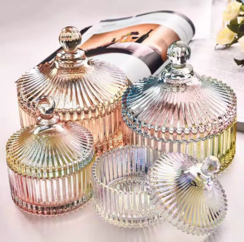 Wholesale Candy Jars Packing Container Storage Empty Glass Kitchen With Lid Glass Candle Jar