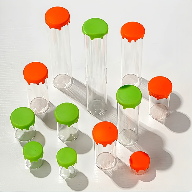 Clear Glass Wide Tube With Pink Blue Green Silicone Cap Drip Lid No Neck Glass Jar Custom Logo