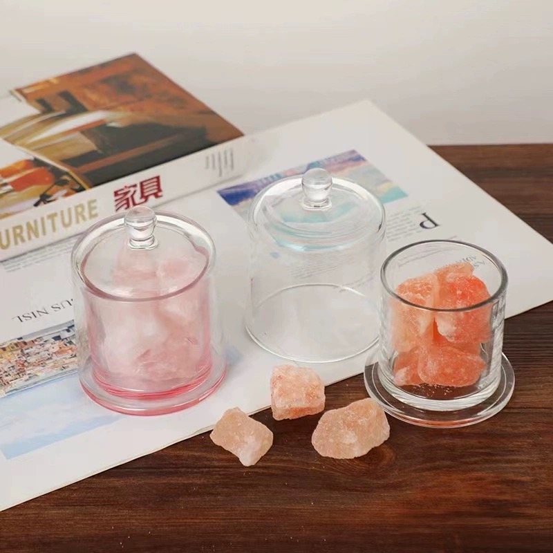 New Design Luxury Glass Candle Jar With Lids Candle Jar With Dome Lid Candle Holders Lanterns