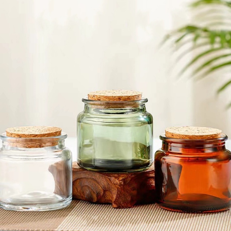 100ml Amber Glass Candle Jars Mini Empty Holder for Diy Candles Aromatherapy Making With Cork Lid