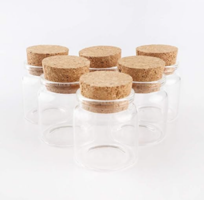 High Quality 47mm Diameter Clear Cork Glass Vials Transparent 60ml Glass Bottle Tube With Corks Empty for Tea Gift Bottle