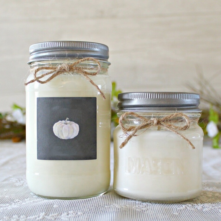 8 oz Fall Winter Soy Minimalist Glass Mason Jar Candle Container