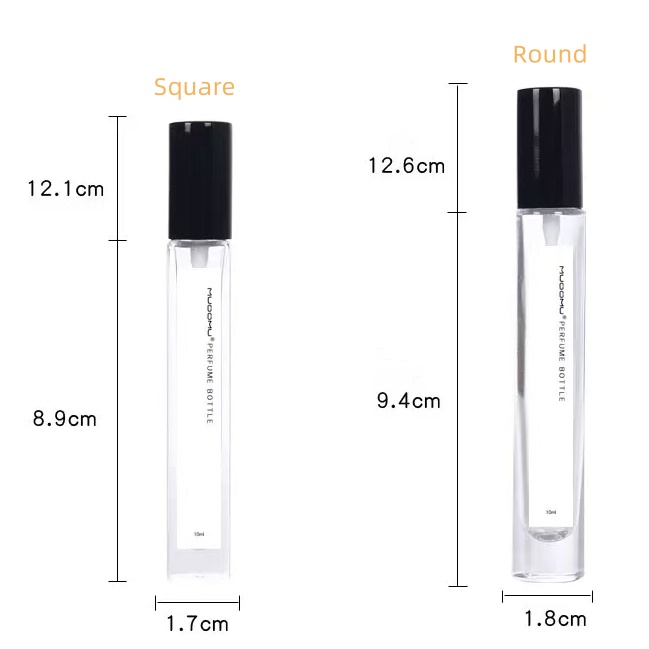 Hot Sale 5ml 10ml 30ml square Shape clear Frosted Room Spray Glass Perfume Bottle With Golden Spray Pump Cap