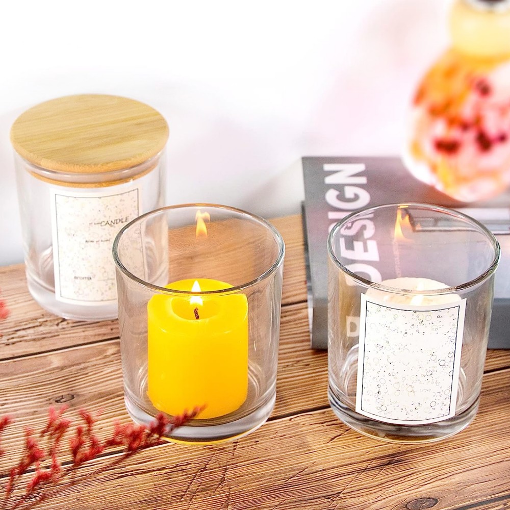 Wholesale 3oz 4oz 7oz 8oz 10oz 12oz Empty Custom clear Round Bottom Glass Candle Jars With Lid for Making Candles