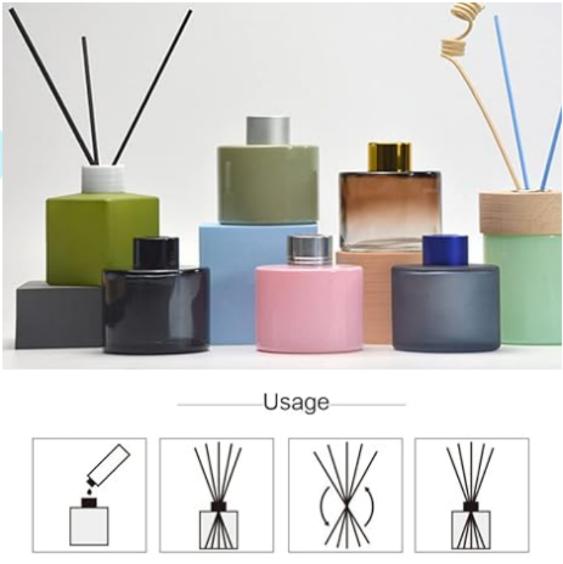 Home Fragrance Wholesale Custom Label Essential Oil Aroma Reed Diffuser in Glass Jar With Agate