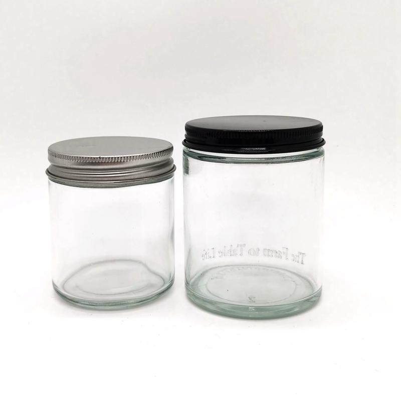 Wholesale Empty 3Oz 8Oz 500Ml 100Ml 250Ml Storage Candy Clear Amber  Glass Candle Jar Manufacturer for Candle With Metal Lid