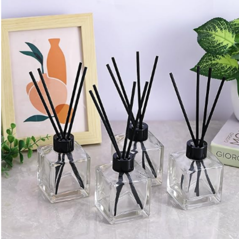 Wholesale Rattan Reed Diffuser Glass Bottle Home Fragrance Scent Retainer for Bathroom Hot Stamping Surface