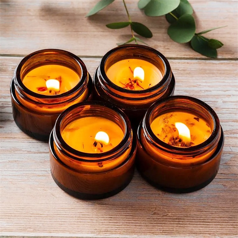 1oz Amber Empty Glass Jars 10/30/50ml Bridesmaid Proposal Candle Gifts