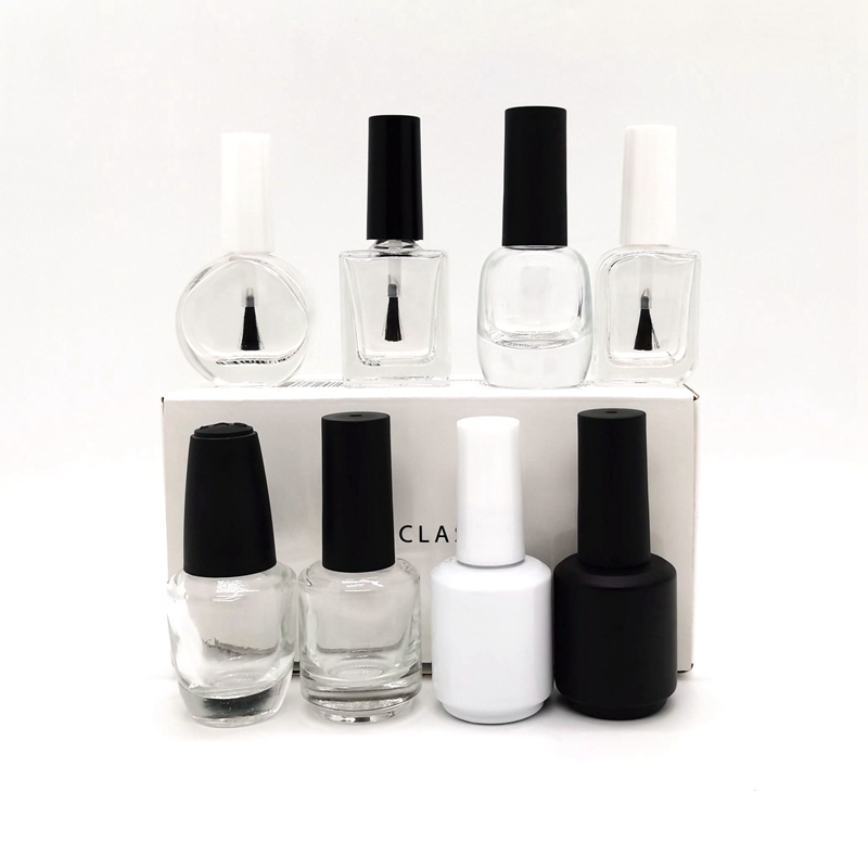 High Quality Low MOQ 10ml 15ml Empty Gel Nail Polish Bottle Packaging Nail Bottle White Black Nail Glass Bottle