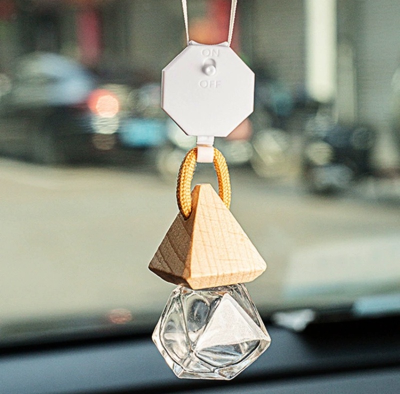 8ml Square Glass Car Hanging Pendant Refillable Empty Aromatherapy Diffuser Bottle Air Freshener Fragrance Perfume Glass Bottles