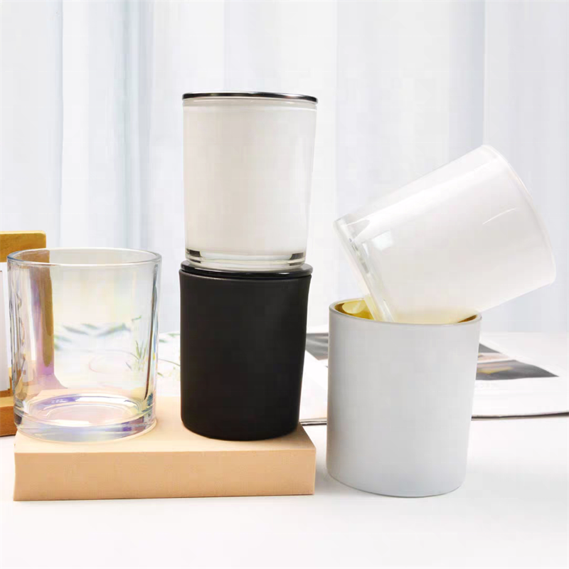Factory Stock Wholesale Luxury 8oz 10oz 12oz Glass Candle Jars Container Empty Candle Holder with Metal Cap