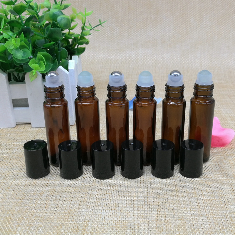 Glass Bottles for Personal Care Roller Bottles 3 ml 5ml  8ml 10 ml 15ml 20 ml Amber Blue Green Clear Roll-on Top Glass Bottle With Ball & White Black Cap