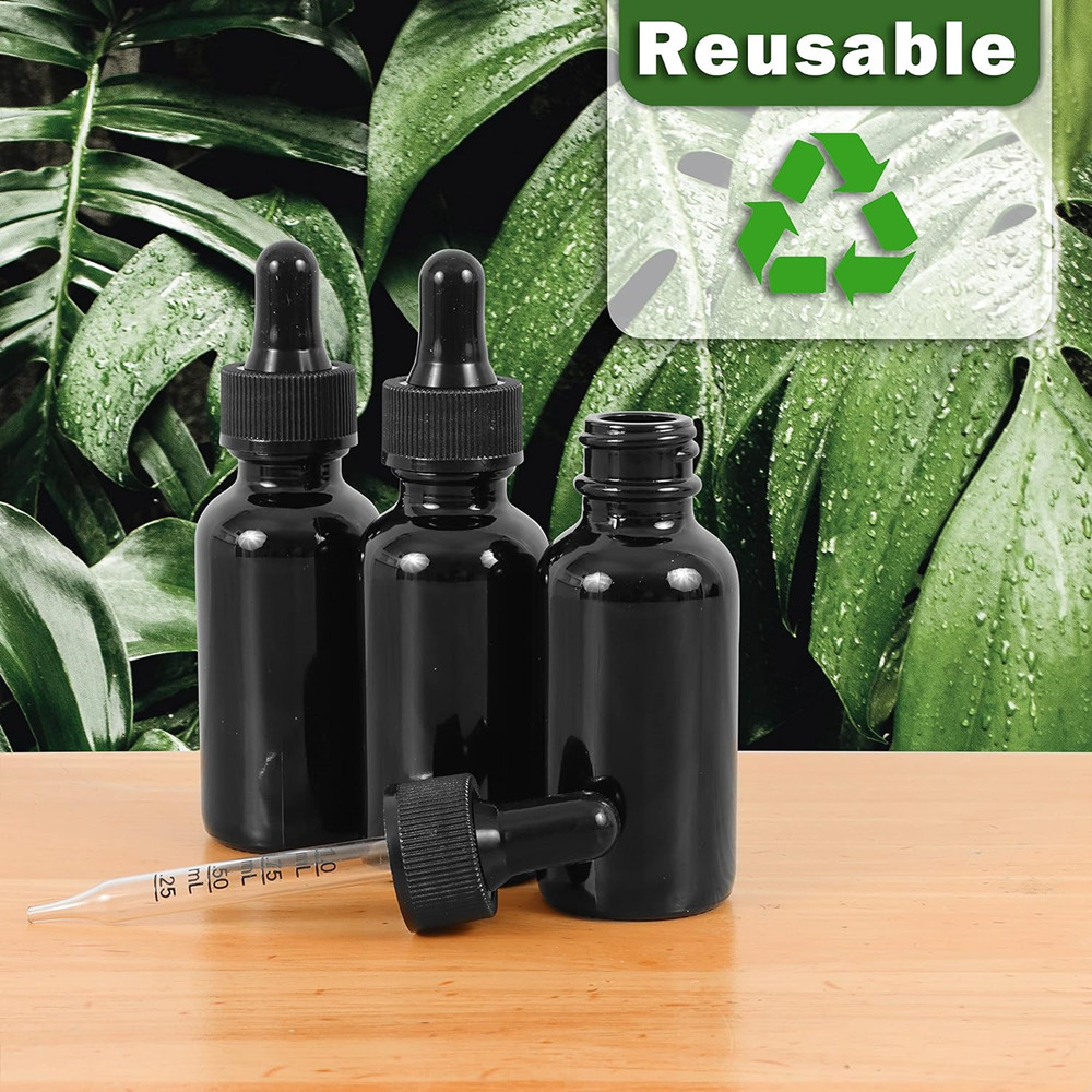 5ml 15ml 30ml 50ml 100ml 150ml 200ml 250ml Black Dark Uv Violet Glass Essential Oil Lotion Cosmetic Bottle and Jar