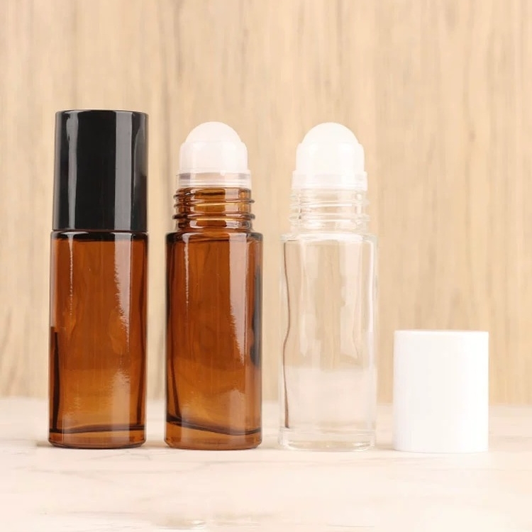 50 ml 30 ml 1.7 oz 1 oz Black Glass Roll-on Deodorant Bottles With Plastic Roller Ball and Black Cap