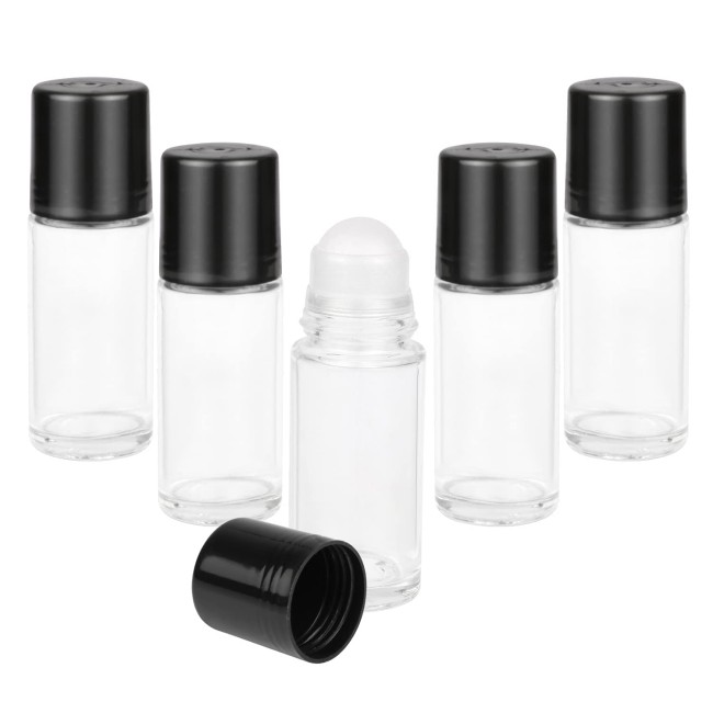 50ml Clear Glass Roller Bottles Clear Roll-On Deodorant Bottles 30ml Empty Refillable Travel DIY Rollerball Bottles