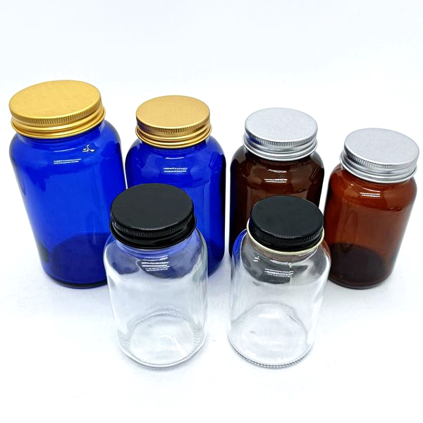 Amber Clear Glass Packer Bottle Food Bottle Medicine Pill Vitamin Capsule Bottles With Gold Lids 120ml 150ml 200ml 250ml 500ml