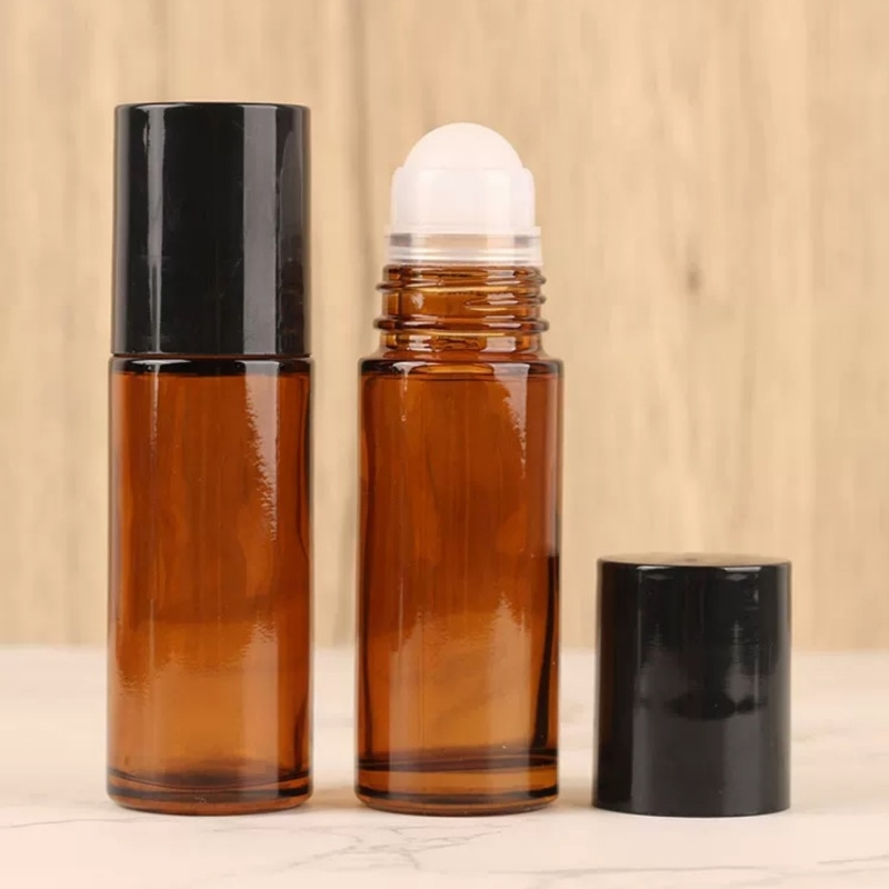 1.7 Oz/50ml 50 ml Glass Roll on Bottles Empty Deodorant Bottles Container Amber Glass Roller Bottles for Essential Oils Perfume