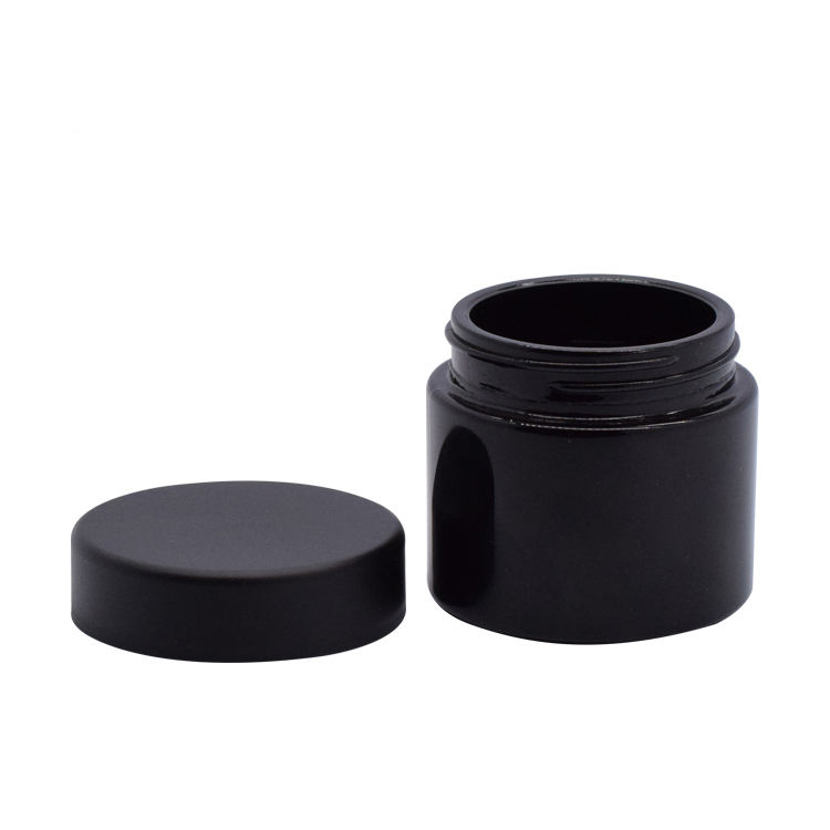 Round Skin Care Miron Violet 20g 30g 50g Black Cosmetic Jar Packaging Bottle Glass Face Cream Jar With Black Spiral Lid