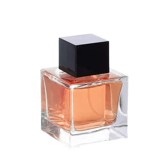 High Quality Square Clear Fragrance Glass Perfume Bottle 30ml 50ml Sizes Luxury Style With Screw Cap Roll Top Cream Packaging