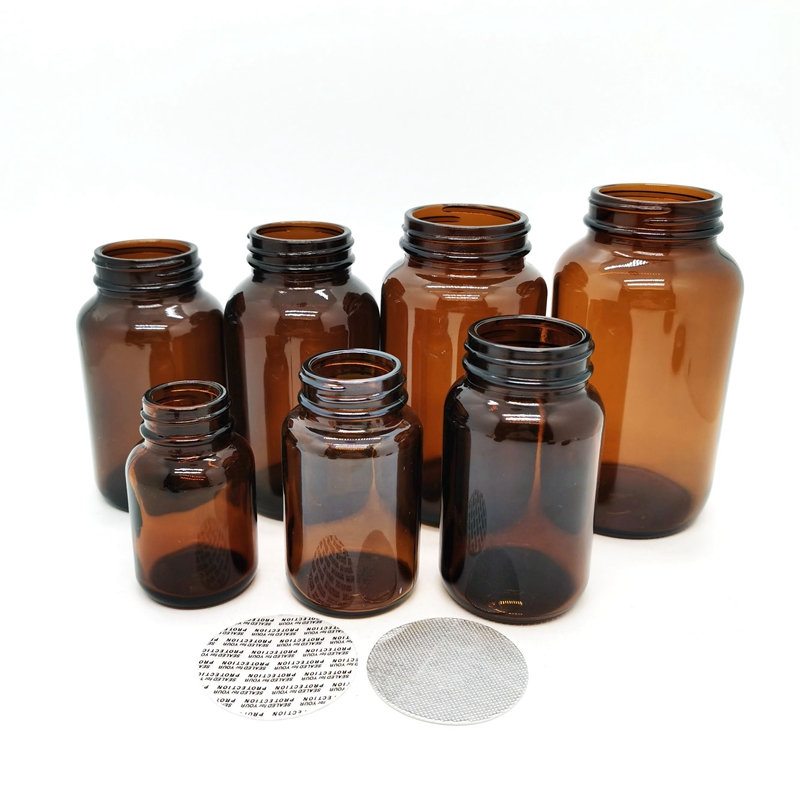Frost /clear/amber 50ml 100ml 150ml Round Glass Pill Bottles Pharmaceutical Pill Bottle Medicine Capsule Bottles With Screw Cap