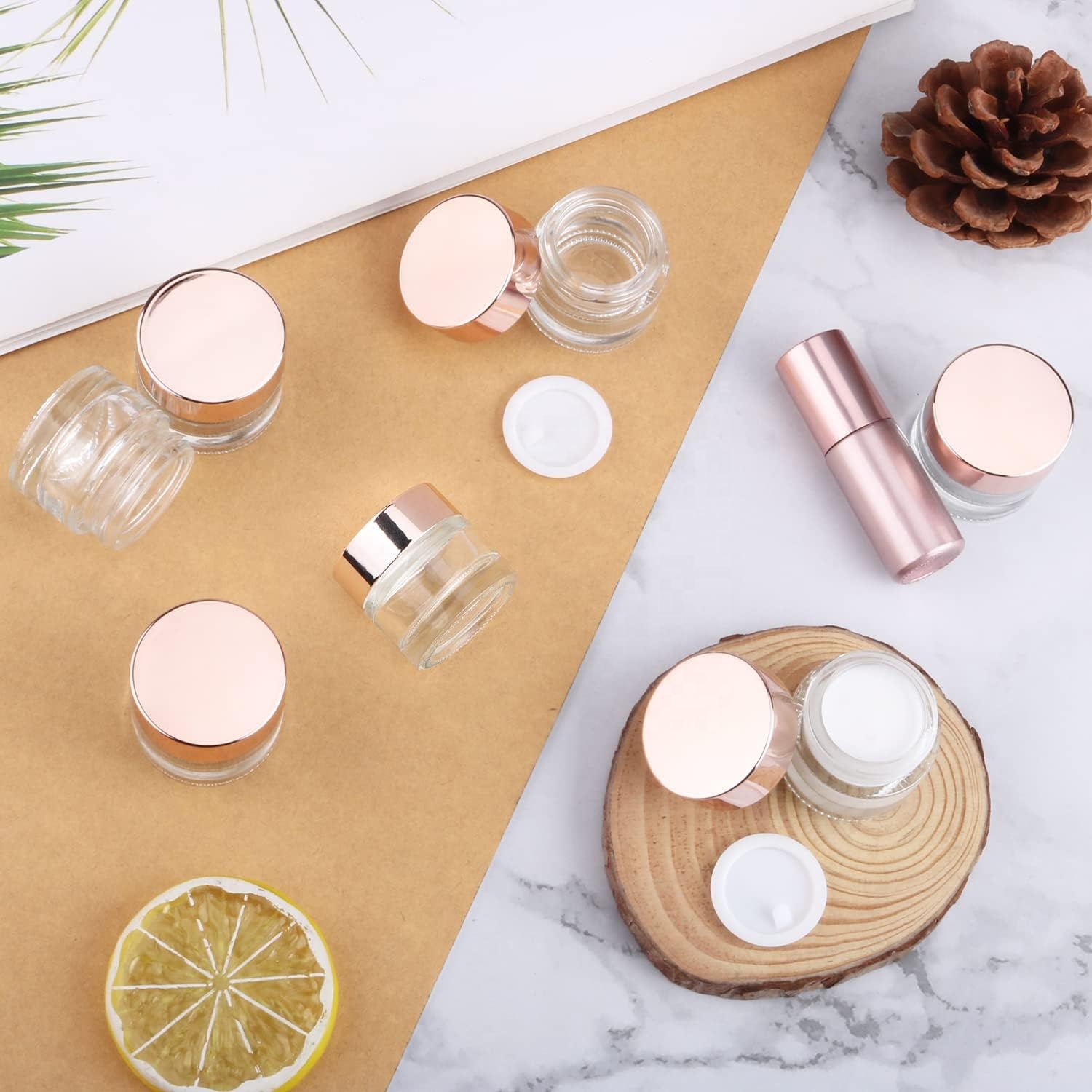 Clear Glass Cosmetic Jar Lids 5g 30g Capacities Face Cream Containers Face Lotion Containers 5ml 10ml 30ml 100ml Capacity