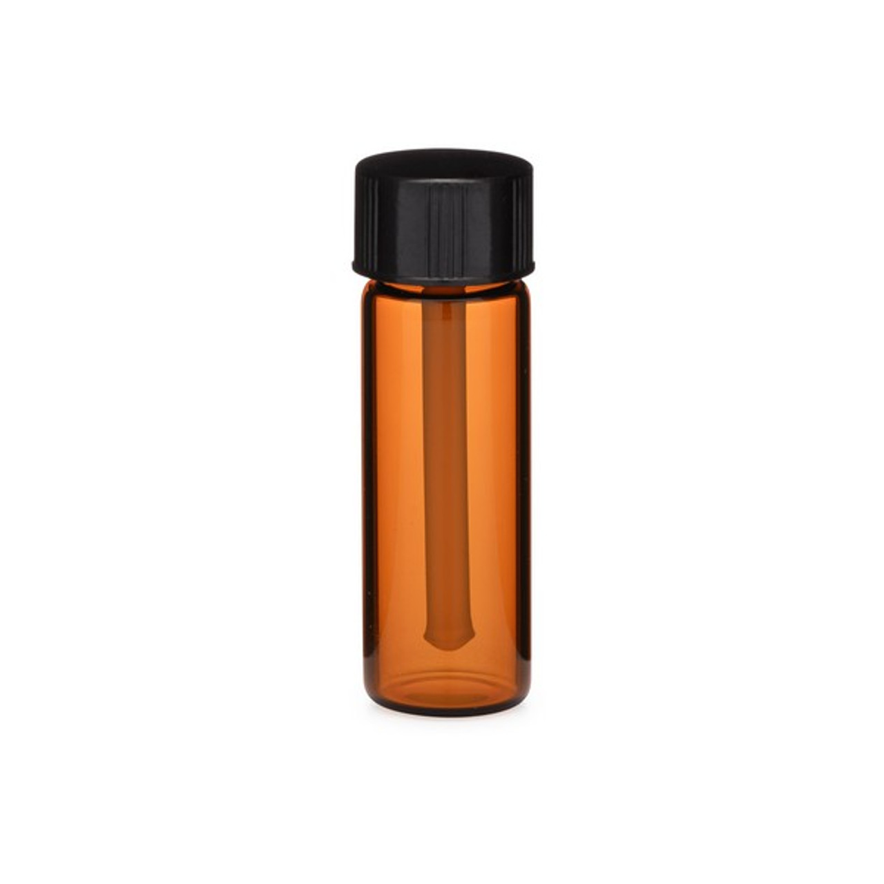 1 Dram (3.7 Ml) 4 Dram (14.8 Ml) Clear Borosilicate Glass Vials W/ Black Unlined Polypropylene Cap With Rod Applicator