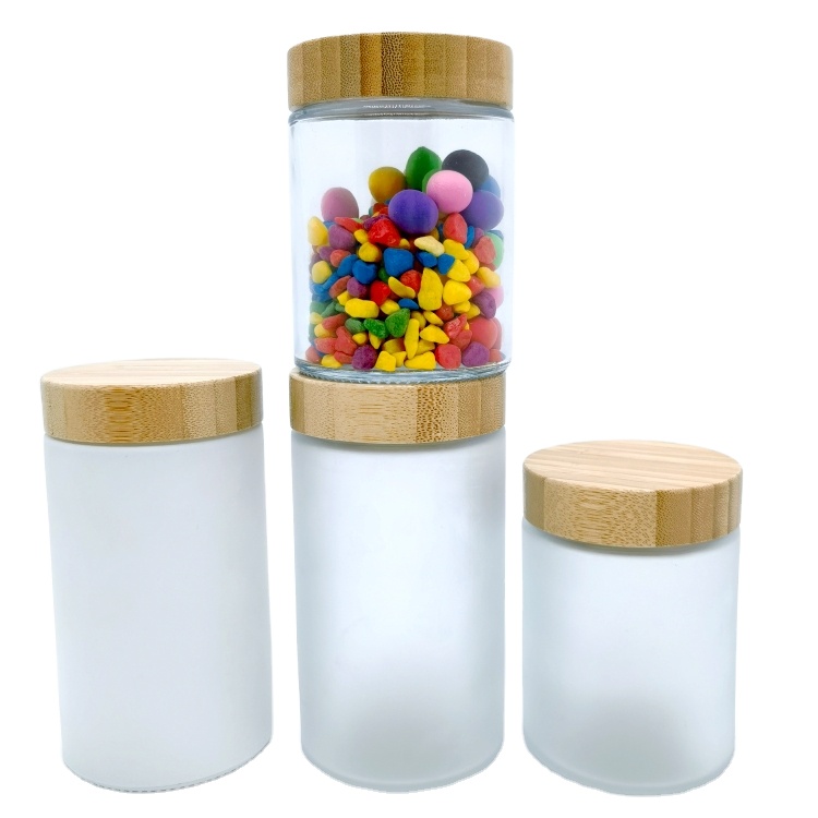 150g 250g Refillable Eco Friendly Skin Care Cosmetics Packaging Container Bamboo Frosted Moisturiser Glass Jar With Bamboo Lid
