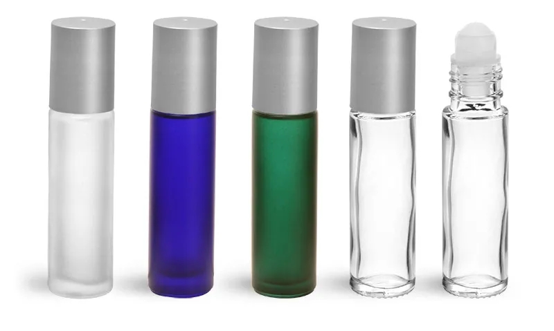 30ML 50ML Recyclable Clear Glass Roll on 10ml Bottle Essential Oil Packaging Vials Bottle PE Balls and Polypropylene Cap