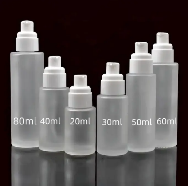 Hot Selling Clear Cosmetic Container Glass Foundation Bottles 20ml/30ml/50ml/60ml/80ml/100ml Empty Lotion Pump Bottles