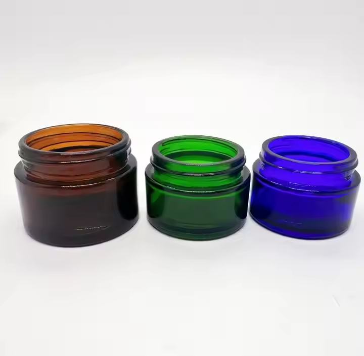 Empty Cosmetics Packing Brown Amber Glass Jar 20g 30g 50g With Lid