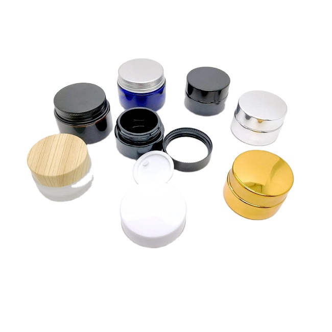 Transparent Blue Frosted Purple 30g 50g 60g Cosmetic Skincare Packaging Glass Jar With Screw Cap for Eye Face Hand Cream