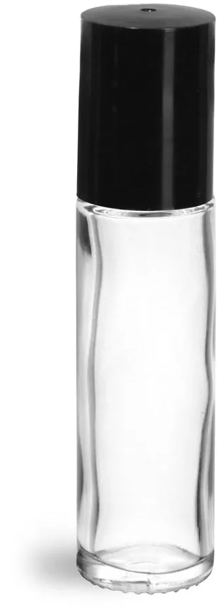 0.35 oz Recyclable Glass Roller Bottles Blue Frosted Glass Roll on Containers Metal Balls White Polypropylene Caps Cosmetics