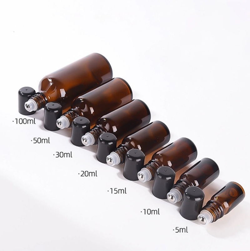 5ml 10ml 15ml 20ml 30ml 50ml 100ml Roll on Glass Bottle With 18mm Plastic Cap and Metal Roller Ball,Or Plastic Roller Ball