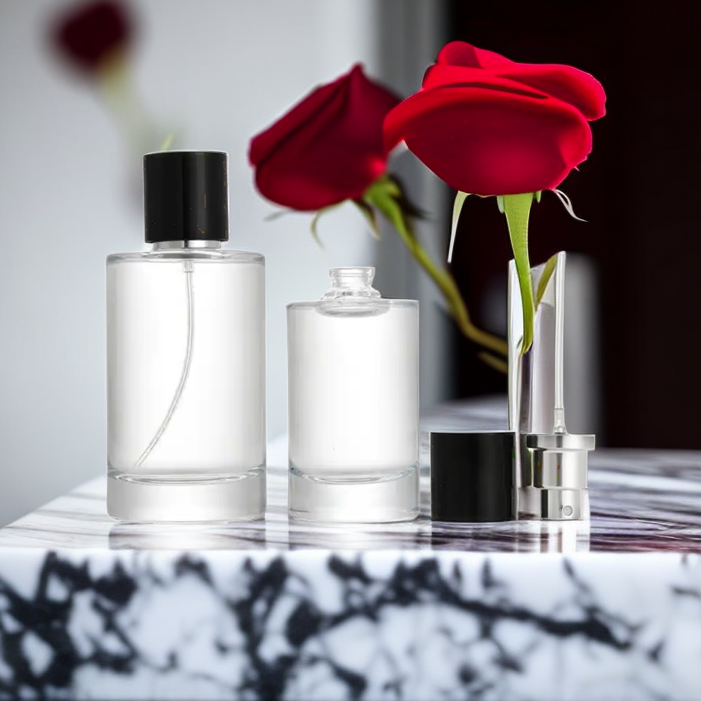 Wholesale Empty Perfume Bottle Luxury 50 Ml 100 Ml Clear High Quality Round Glass Perfume Spray Bottle With Lid