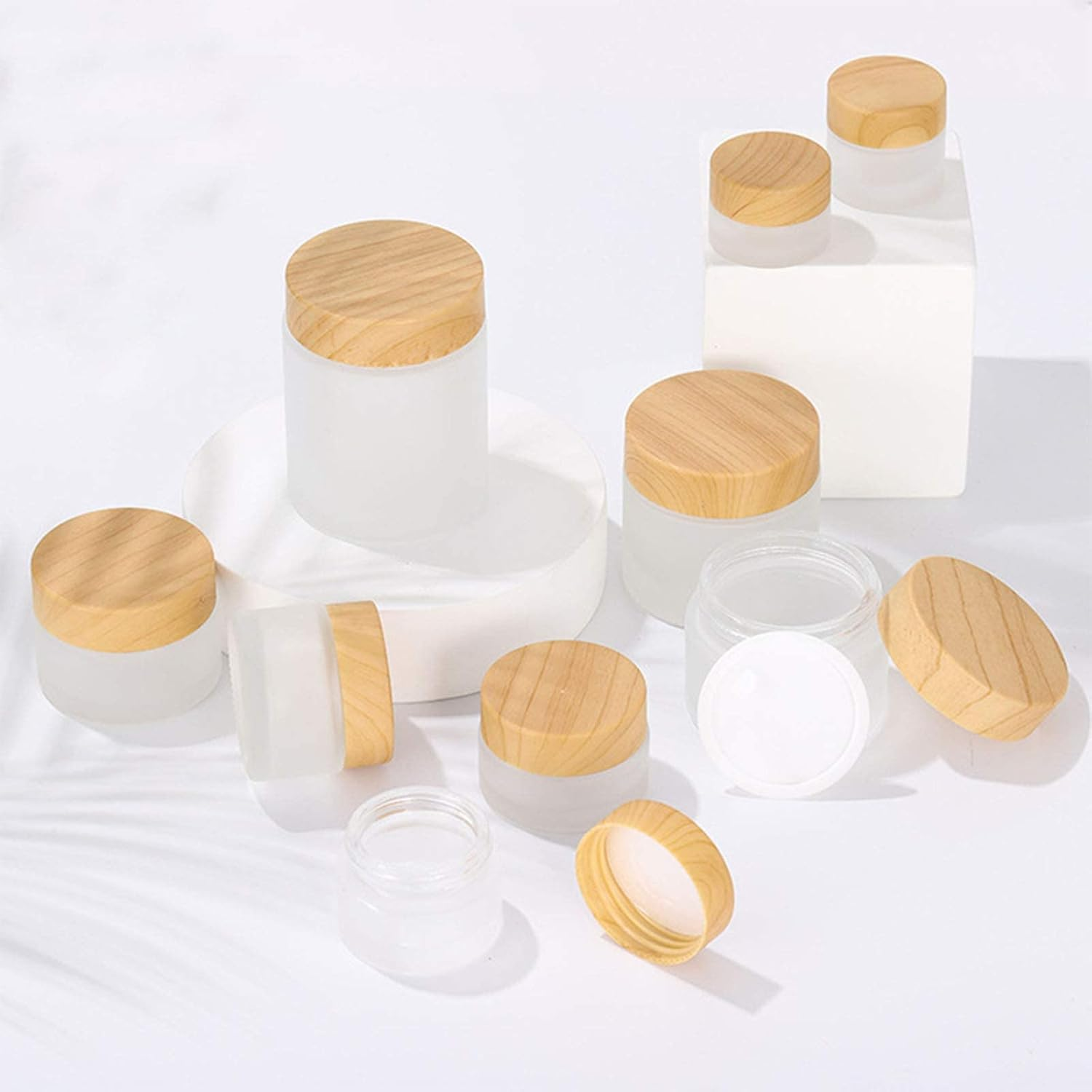 Wholesale 5g 15g 30g 50g 100g Glass Jar With Bamboo Lid for Cream Cosmetic