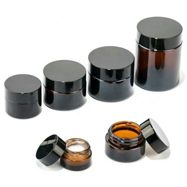 30g 50g 200g 250g Glass Jars White Black Gold Round Empty Frosted Amber Clear Cream Glass Cosmetic Jar Packaging