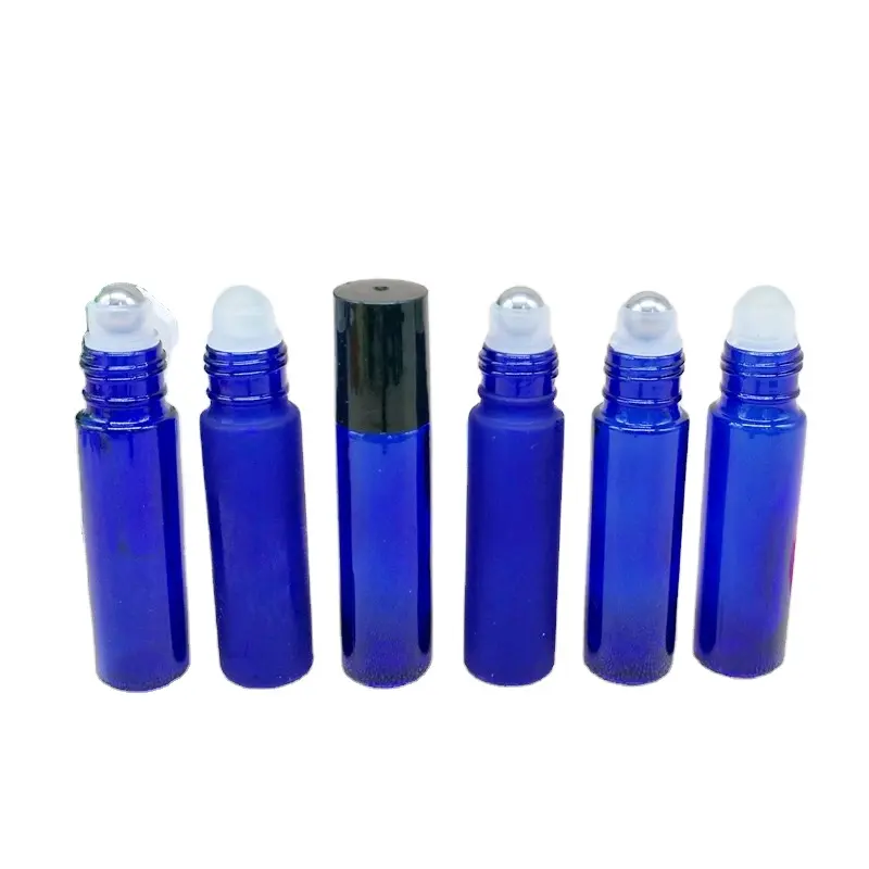 Popular Round Matte Frosted Black Glass Roll on Bottle With Stainless Steel Roller Ball for Cosmetic Skin Care Perfume Oil 10ml glass jar glass bottle
